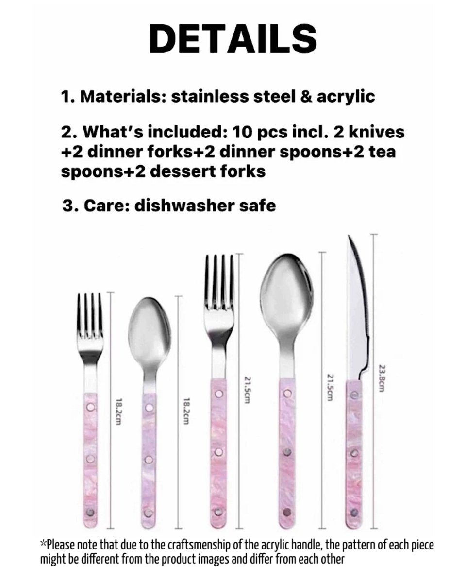10-Pcs Sleek Modern Pinky Flatware Silverware Flatware Set