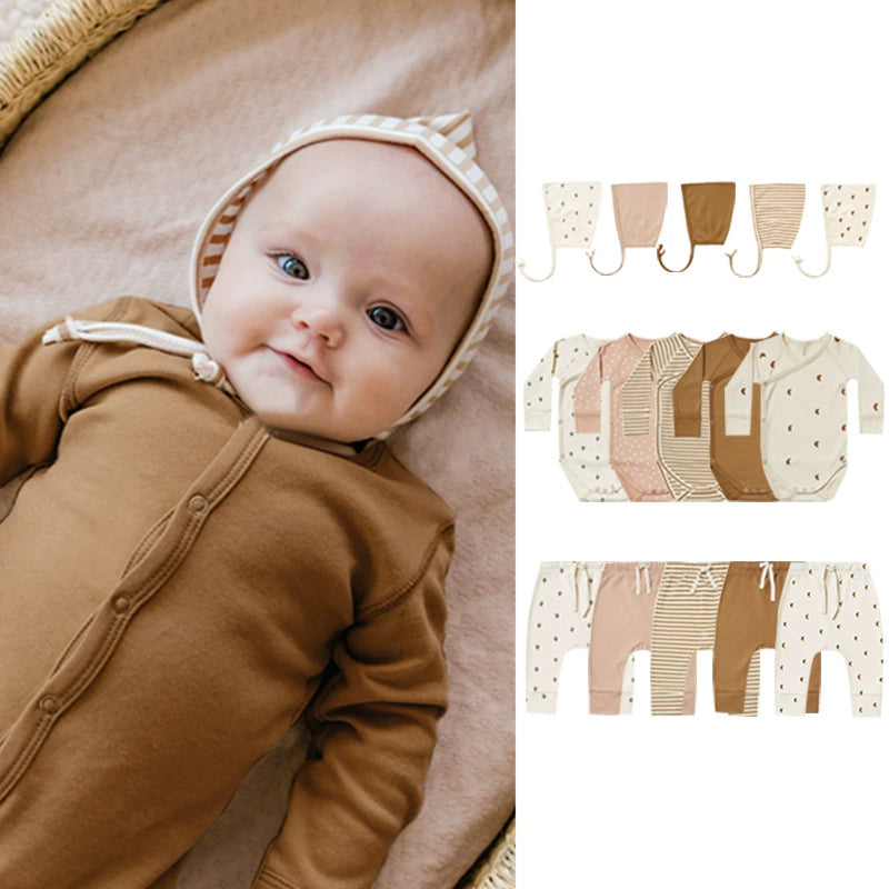 Autumn Arrival Baby Unisex Long Sleeves Simple Pattern V Neck Onesies,