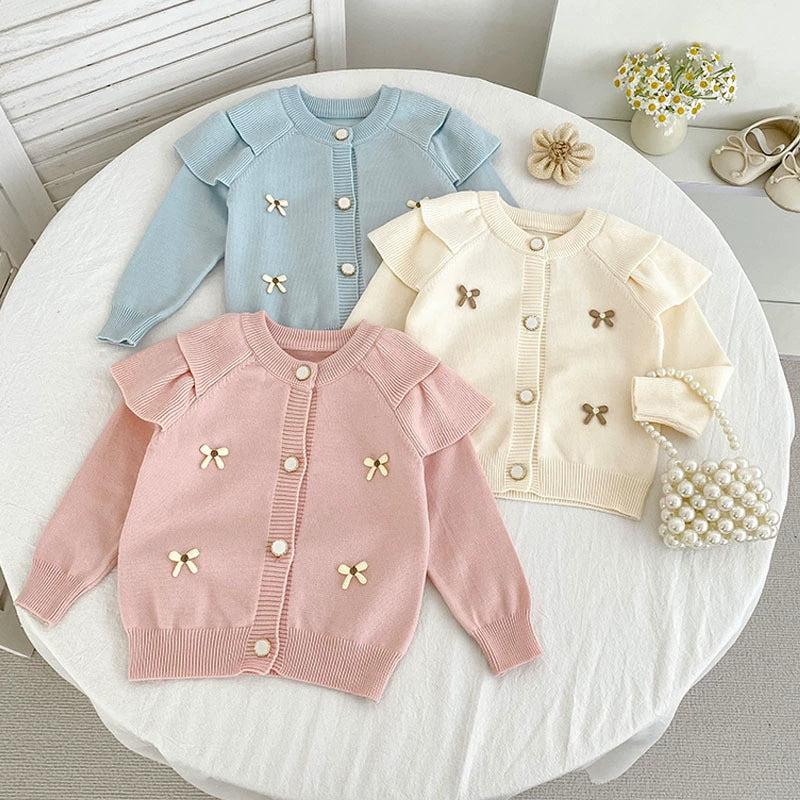 Autumn Arrival Baby Girls Comfortable Butterfly-bow Pattern Knitted
