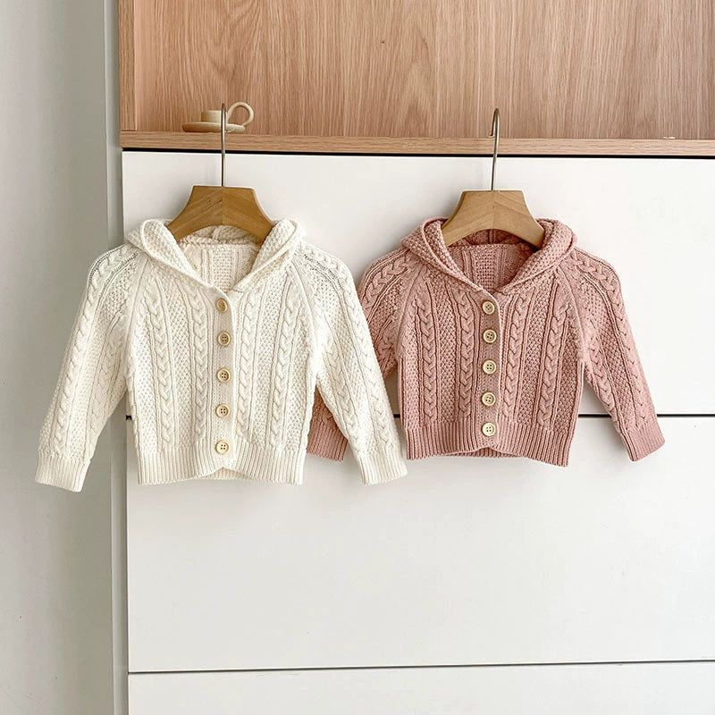 Autumn Arrival Baby Girls Comfortable Solid Color Knitted Long Sleeves