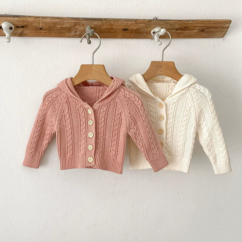 Autumn Arrival Baby Girls Comfortable Solid Color Knitted Long Sleeves