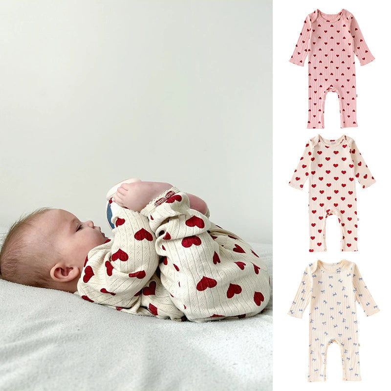 Autumn Arrival Baby Unisex Long Sleeves Cute Geometric Pattern Rompers