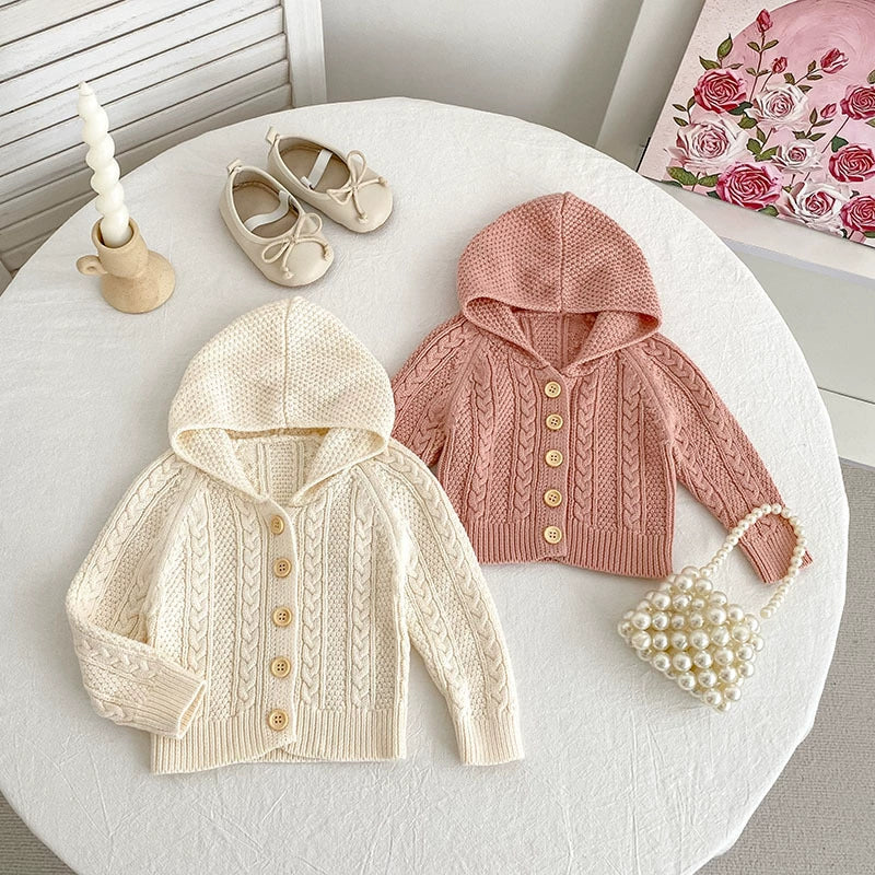 Autumn Arrival Baby Girls Comfortable Solid Color Knitted Long Sleeves